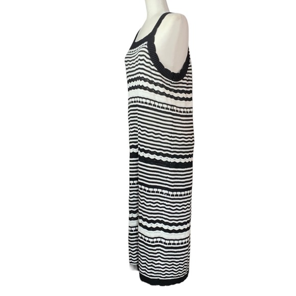 NEW Joie XL Crocheted Knit Midi/Maxi Dress Black White Fall Layering - Picture 5 of 10